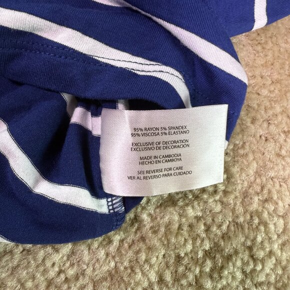 Gap Women's Soft Jersey Relaxed Short Sleeve V-Neck Top Size L Blue Striped E871 - Picture 5 of 9